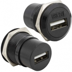Панельный модуль (переходник) USB2.0 A(F)-A(F) PN 5В, 0.5 А, крепление гайка  