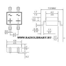 Диодный мост  B6S 0.5A  600В DB1MS 
