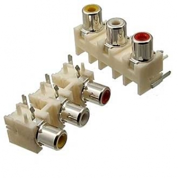 RCA-305 Гнездо RCA белое на плату 3*RCA 