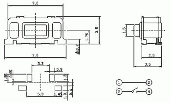 Кнопка тактовая IT-1188E (6**3*3,5 мм) 