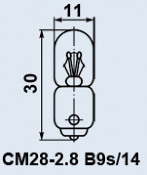 Лампа накаливания: СМ28-2.8 (байонет ц.B9S/14)