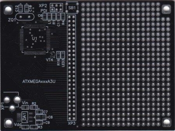 Макетная плата двухсторонняя мет.отв черная ATMEGAxxxA3U(Atmega128) 78 x 105 мм.