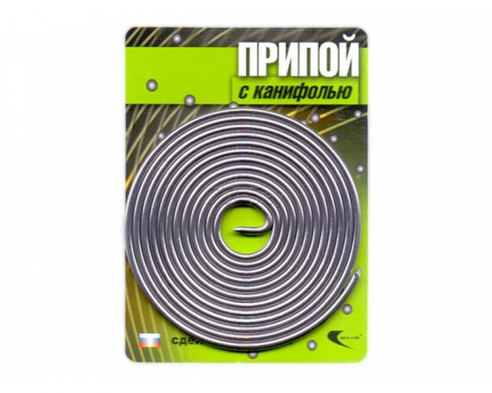 Припой ПОС-61 0.8мм спираль 1м c канифолью Solder