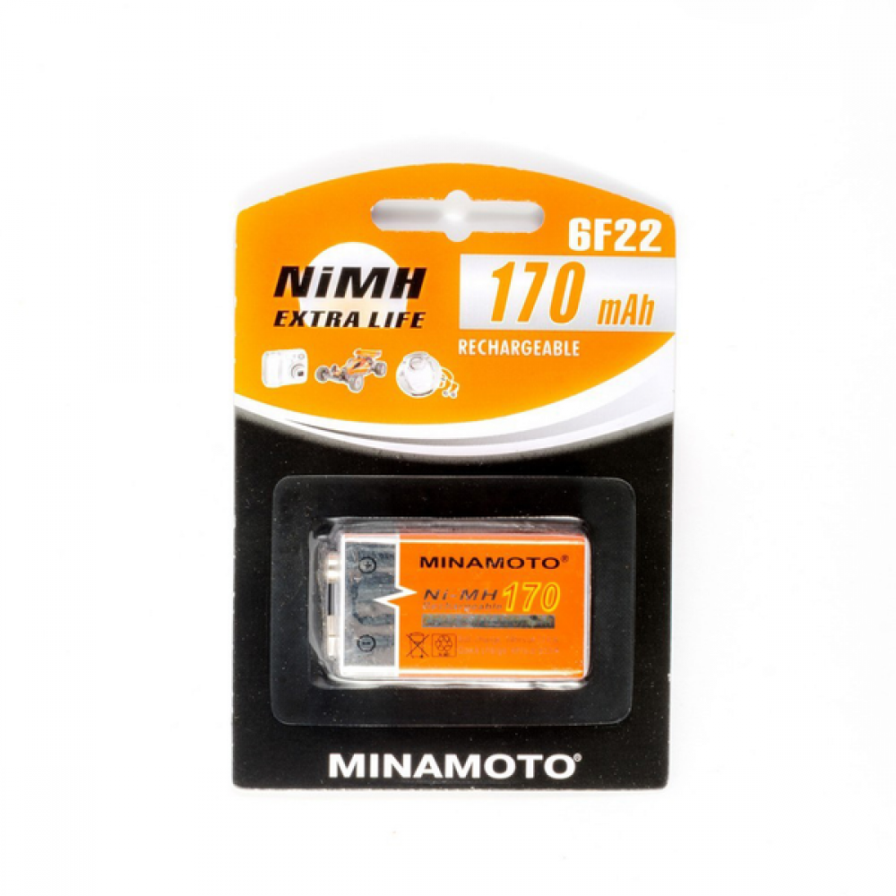 Элемент пит. Аккумулятор MINAMOTO 6F22 NI-MH 170mAh (Крона)