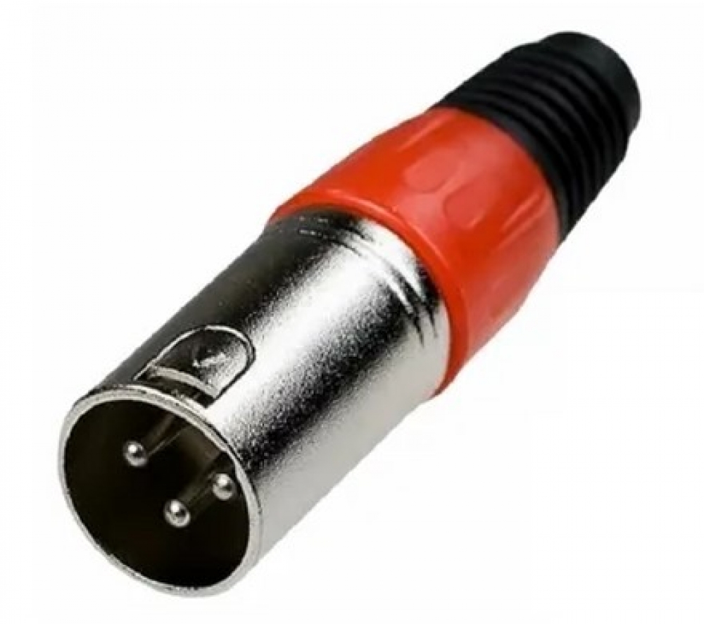 Разъем XLR 3-pin вилка на кабель цвет красный