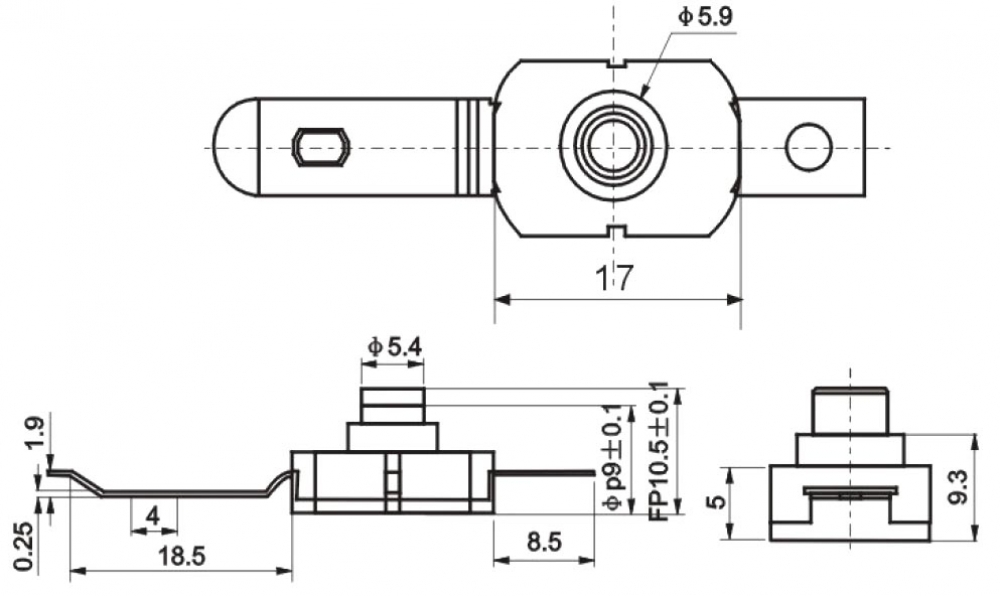 Кнопка PBS101C395 1.5A 250V ON-OFF с фиксацией