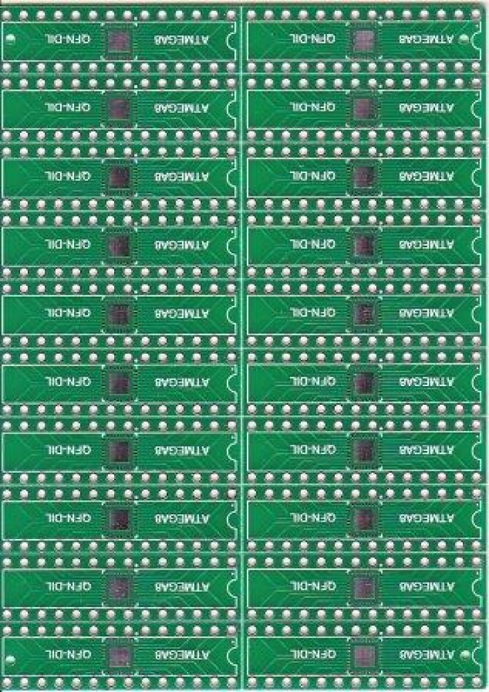 NM4.Плата- переходник PCB для ATMEGA8/48/88/168 QFN-DIP (1линейка на 5 переходников)