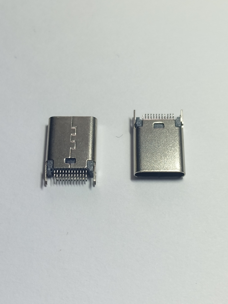Разъем USB 3.1 TYPE-C-24FS розетка на плату вертикальная, контакты dip, крепления dip