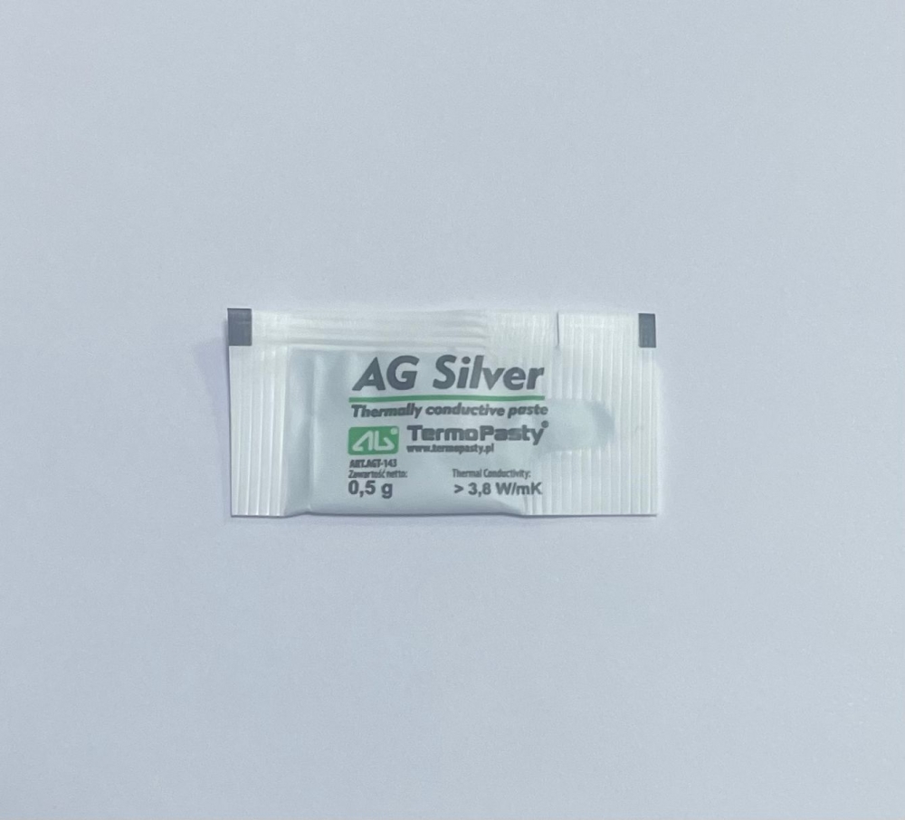 Паста теплопроводная AG Silver арт. AGT-164 пакет 0,5г. Теплопроводность >3,8 W/mK