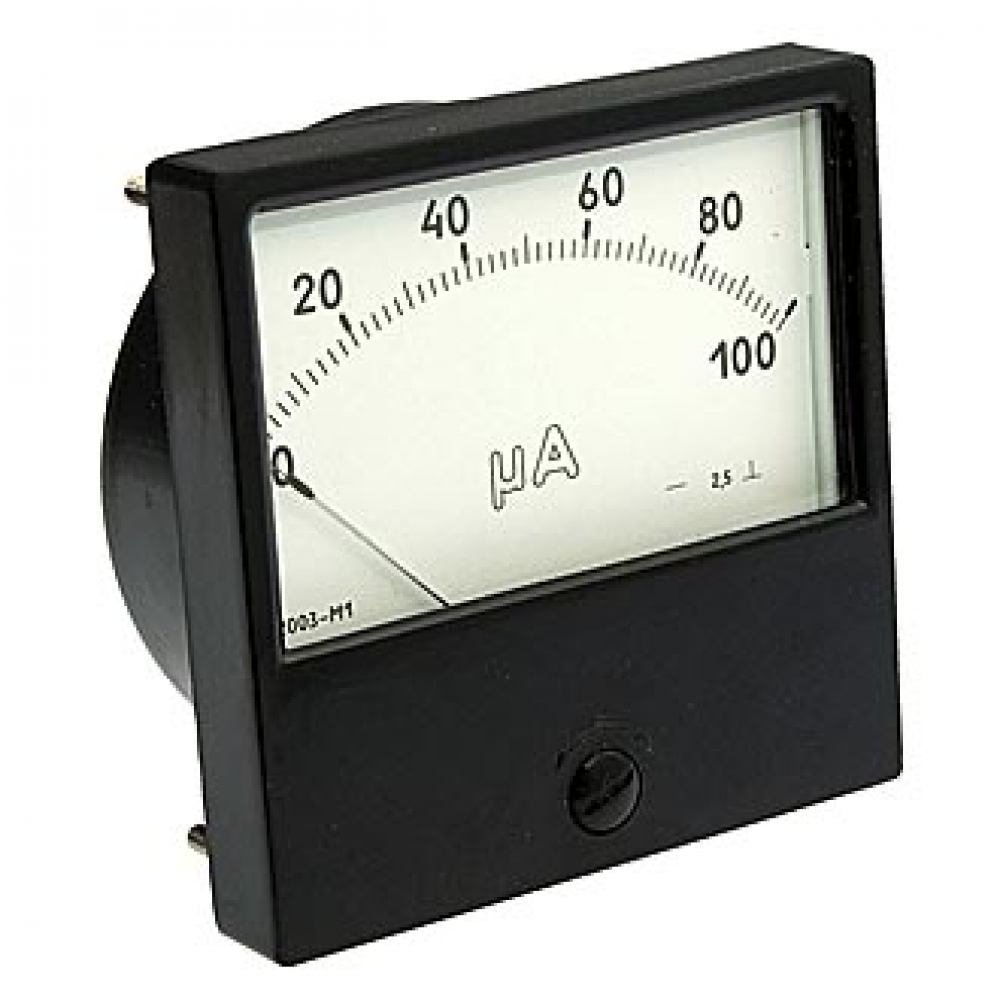 Микроамперметр щитовой М2003-М1 ГОСТ8711-78 пост. Ток 100µА  80х80 шаг 2µА кл. точности 2.5 без шунта (БУ)