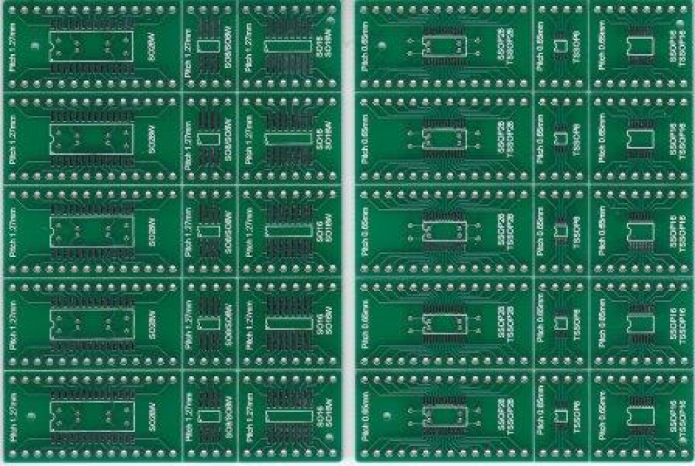 NM3.Плата- переходник PCB под корпус SSOP8/16/28 (1линейка-набор на 3 переходника)